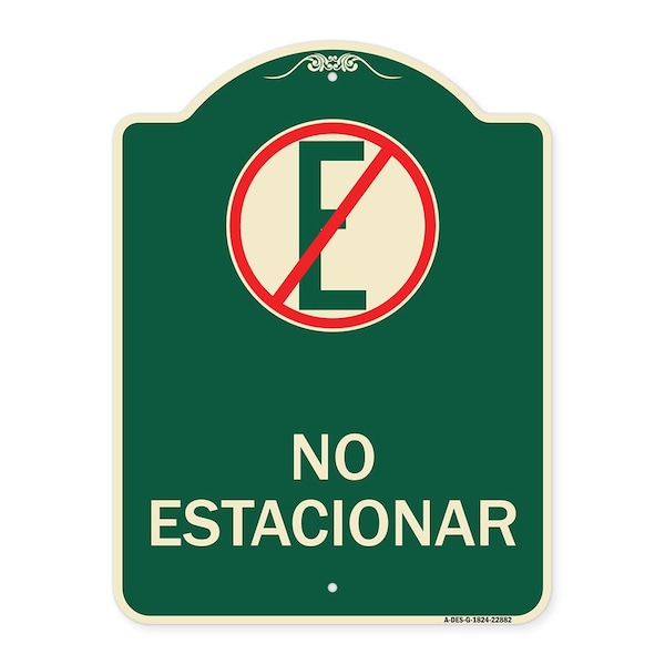 Signmission Spanish Parking No Estacionar No Parking W/ Graphic Heavy-Gauge Aluminum Sign, 24" H, G-1824-22882 A-DES-G-1824-22882 - main